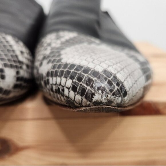 Poppy Barley The Oxford Slip-On Snakeskin Black Leather Pointed Flats Size 10.5 - Picture 5 of 12